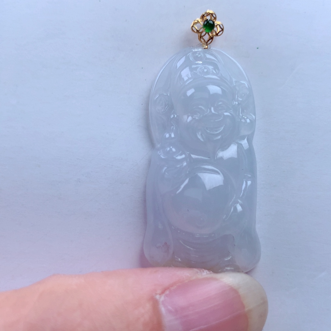 翡翠吊坠(不含链)18K金镶嵌