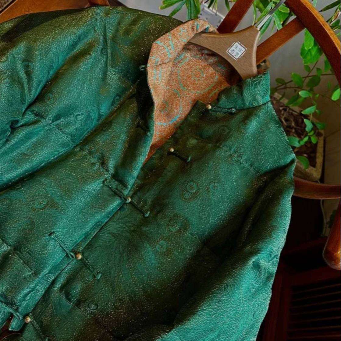 【春华秋实】原创国潮新中式张林根正绢丝毛双穿鹅绒服HS98399