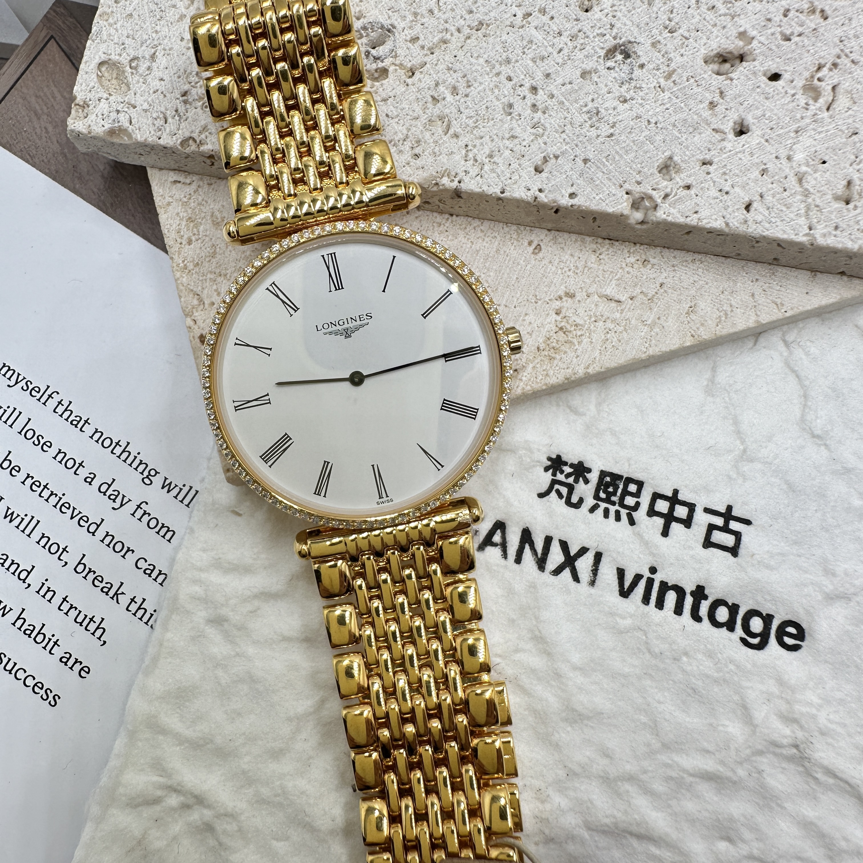 95新 Longines/浪琴 石英表后镶钻盘33腕16/256108008/yy