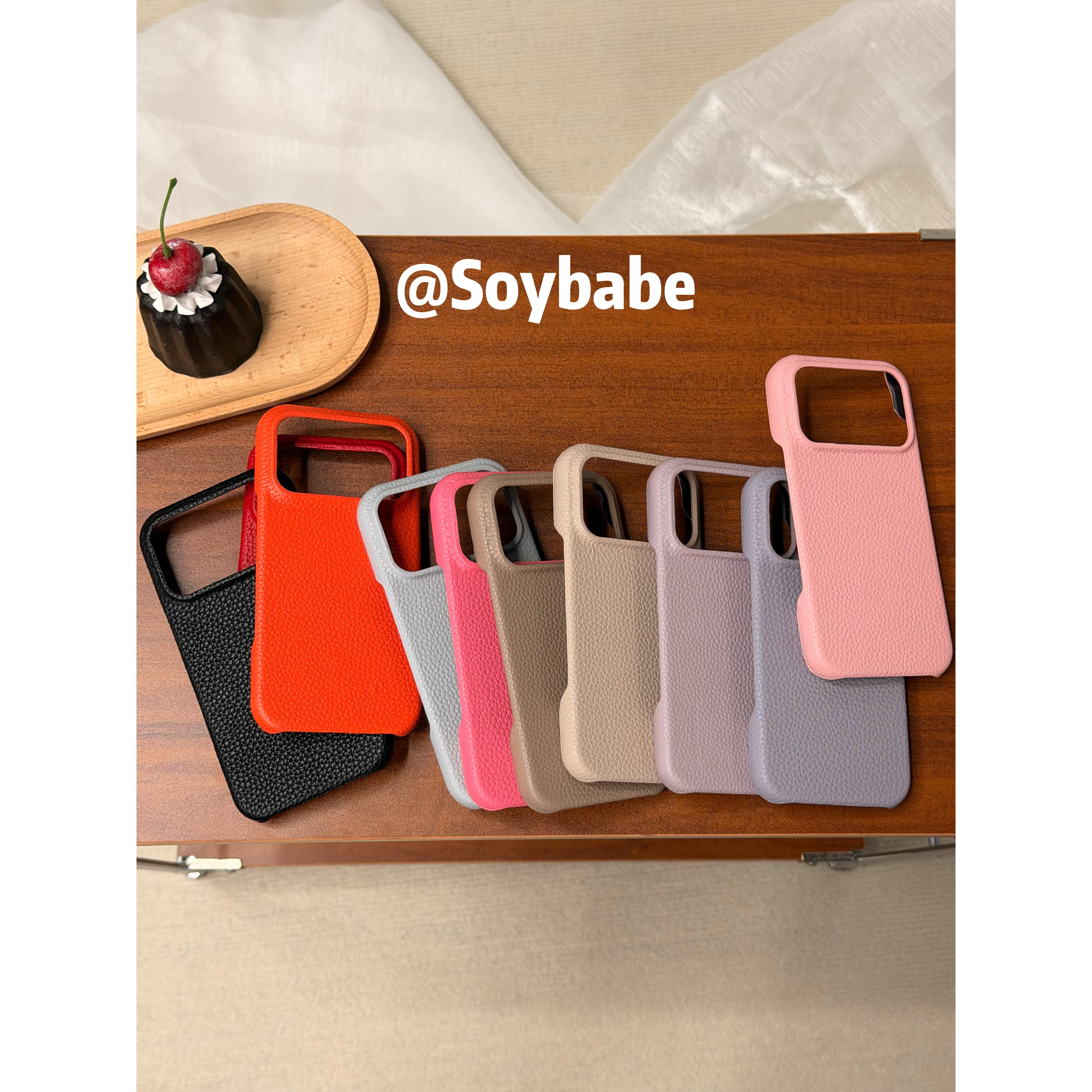 Soybabe 荔枝纹半包皮质手机壳高级秋冬适用iphone17Promax/华为