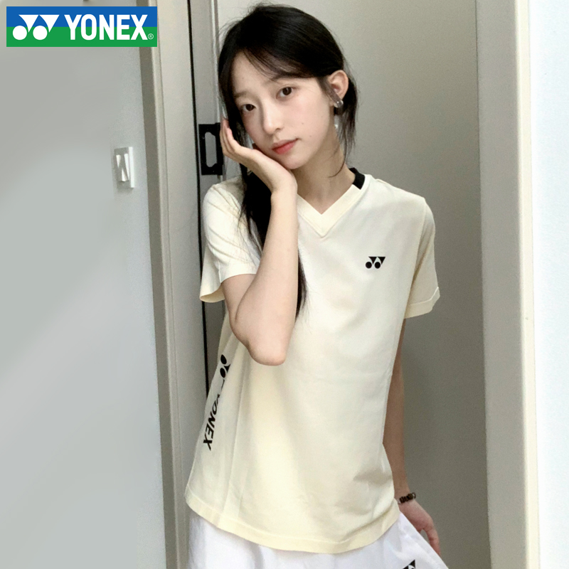 新款尤尼克斯YY羽毛球服白色运动服T恤上衣短袖115065BCR