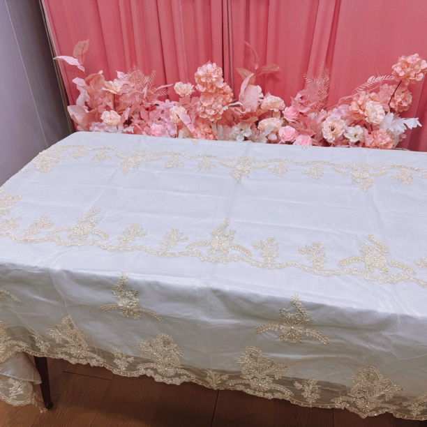 珍珠网纱桌布双层 2.5米 km1509