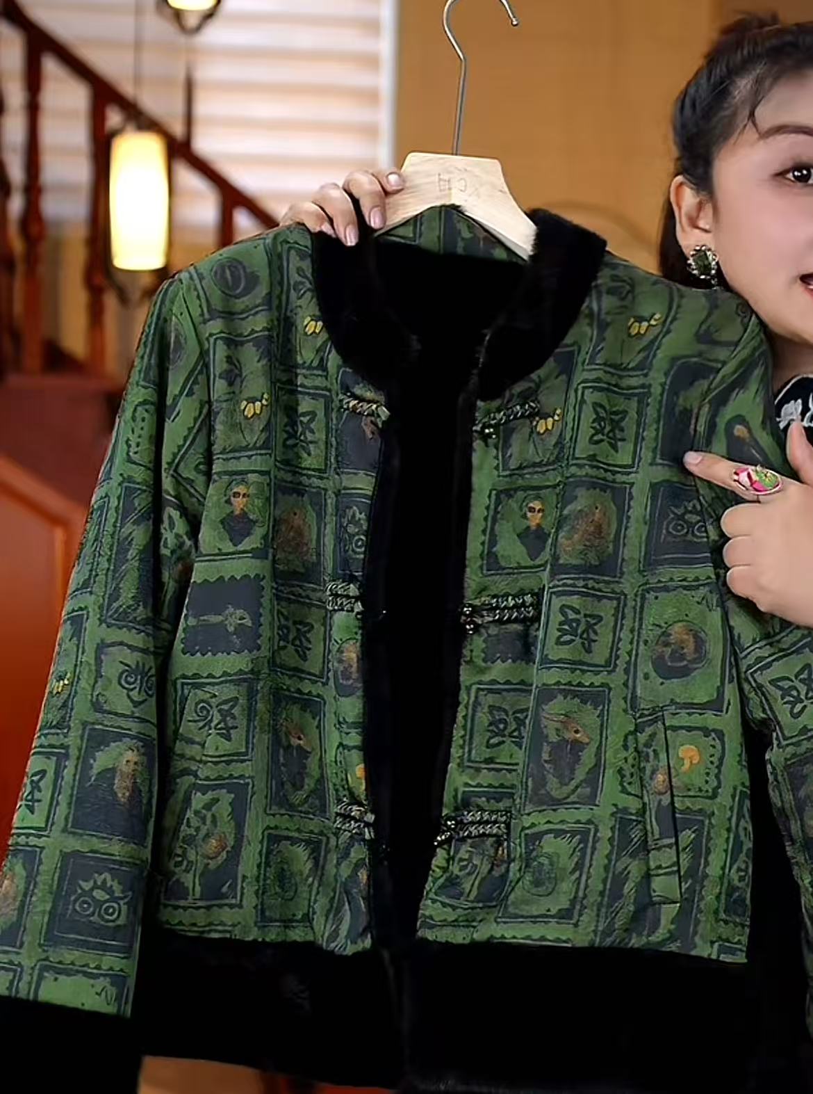 海青~新中式国风双面水貂毛冬季气质保暖短外套JS20