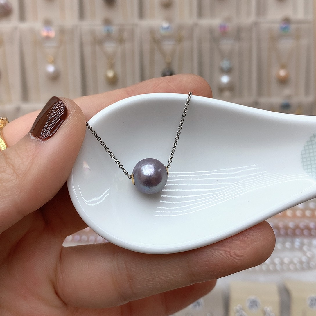 淡水珍珠吊坠(不含链)18K金镶嵌