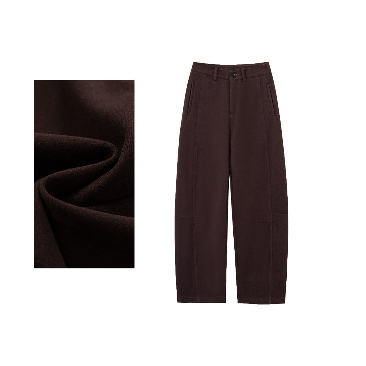 2025年冬季新款高腰毛呢窄版阔腿裤百搭显瘦休闲弯刀裤女厚65811