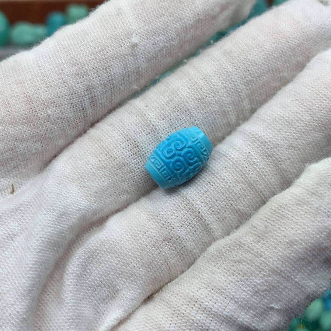 高瓷蓝回文长桶珠尺寸8➕