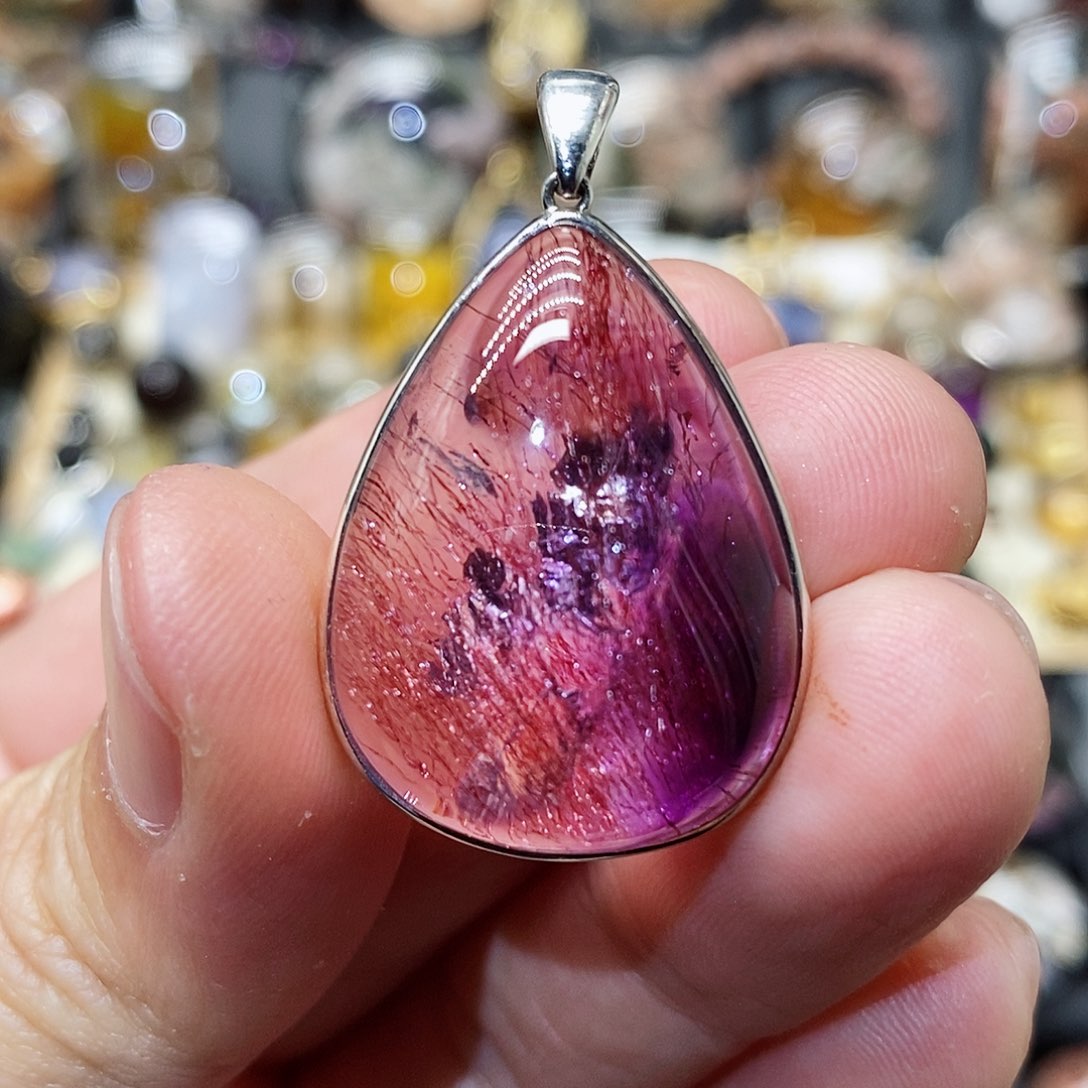 水晶颈饰银S925镶嵌若*天然精致水晶吊坠