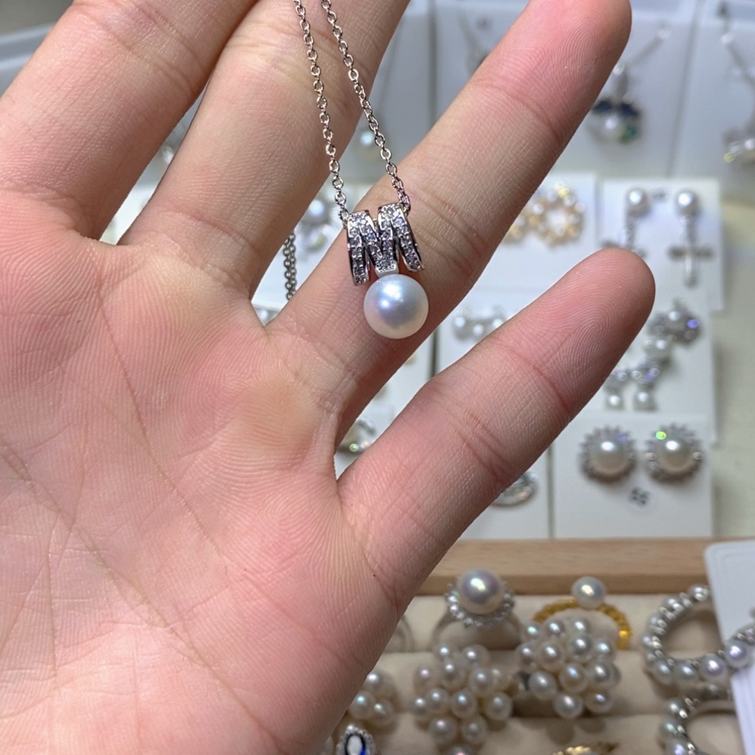 银S925镶嵌淡水珍珠耳坠