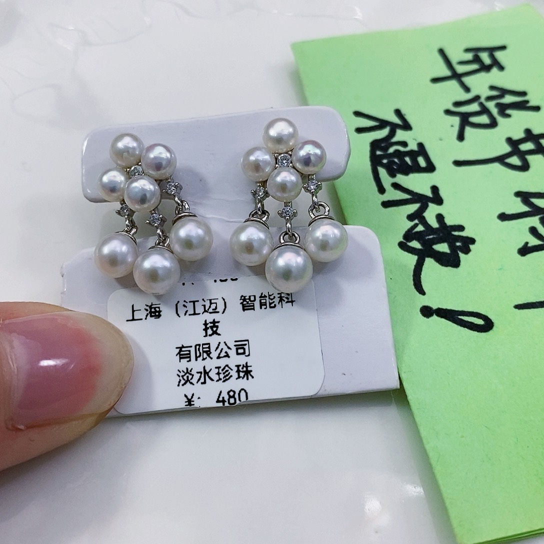 淡水珍珠耳饰银S925镶嵌