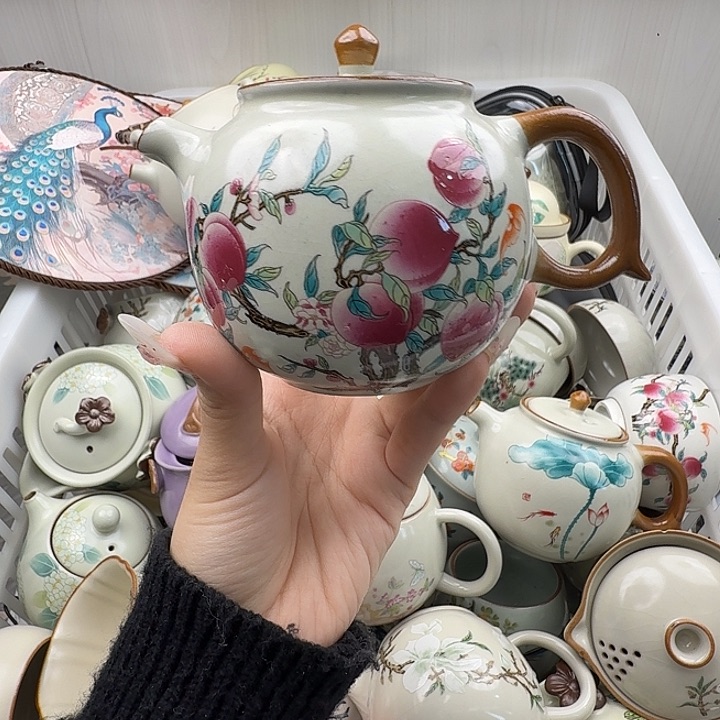 汝窑九桃五福泡茶壶