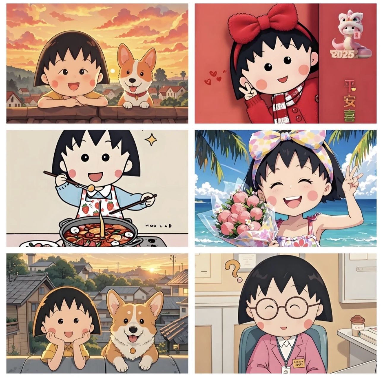 线条小狗/小丸子冰箱贴   亚克力冰箱贴  同人二创动漫潮玩