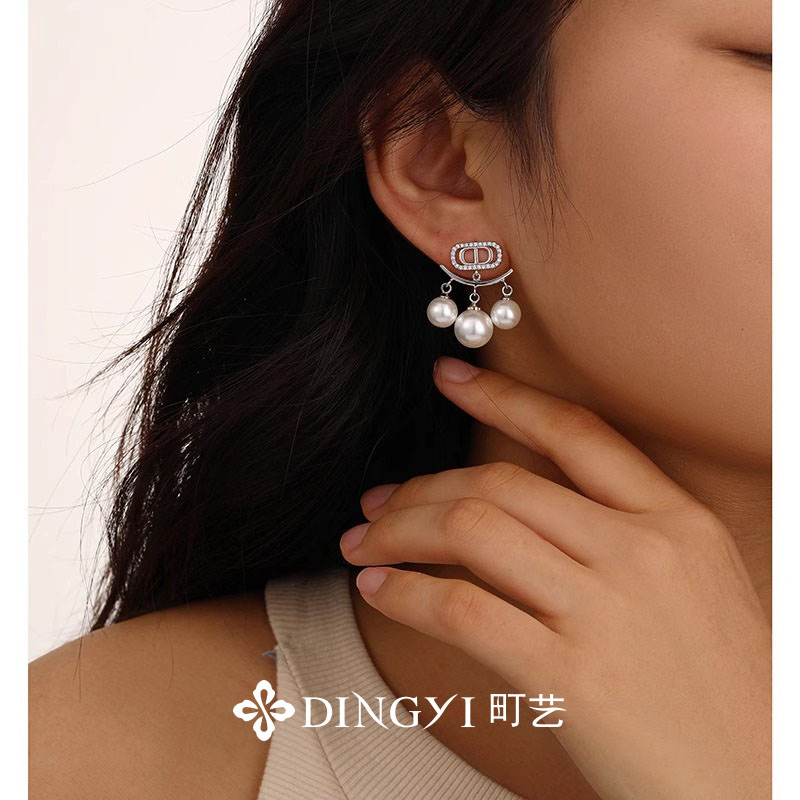 町艺 黄铜耳饰 复古气质长款珠珠耳环简约百搭轻奢高级感 【GY432】