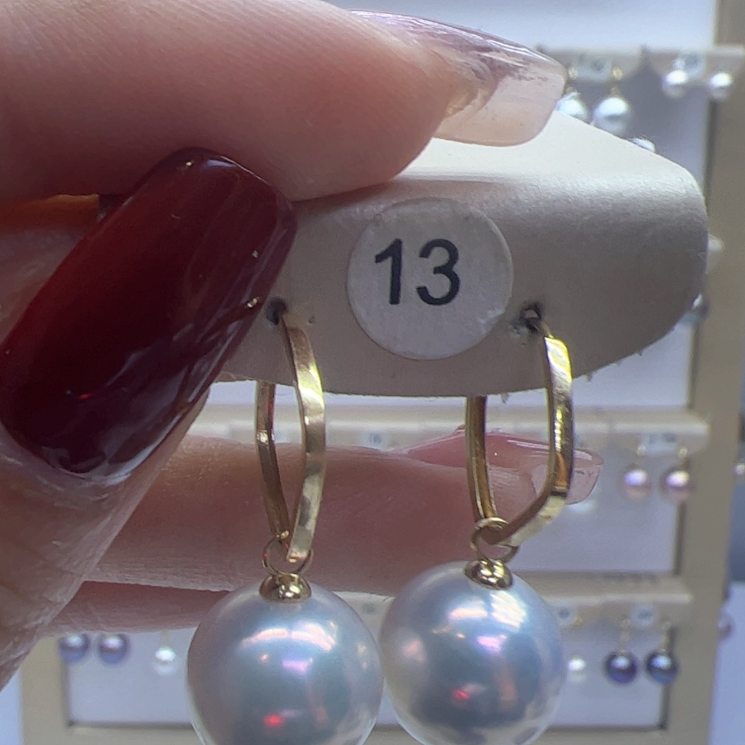 淡水珍珠耳饰18K金镶嵌