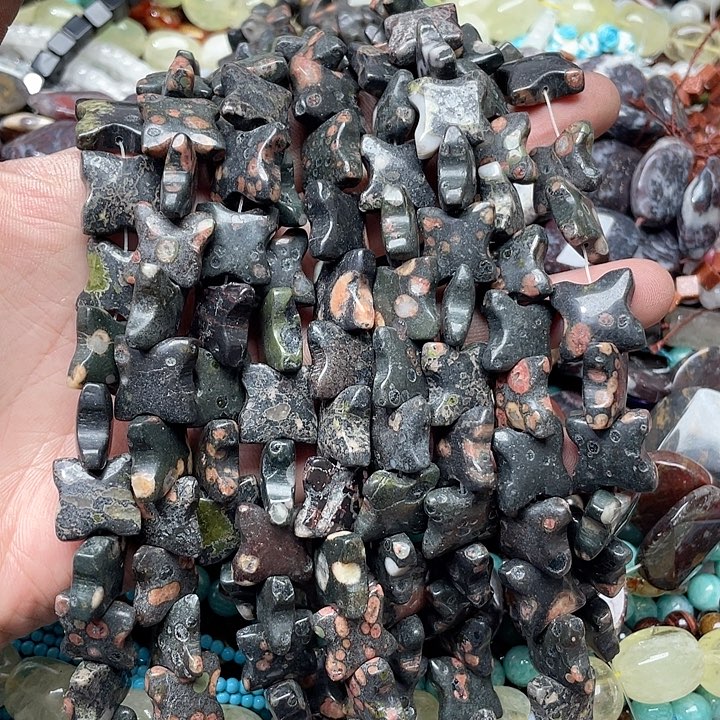 玛瑙/玉髓珠宝半成品合金一条16mm梅花玉四芒星