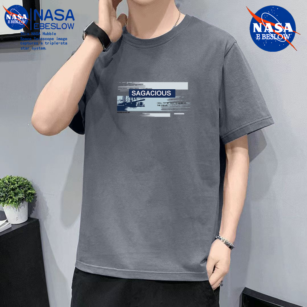 NASA纯棉短袖男士夏季印花青春潮流ins百搭半袖打底痞帅圆领T恤