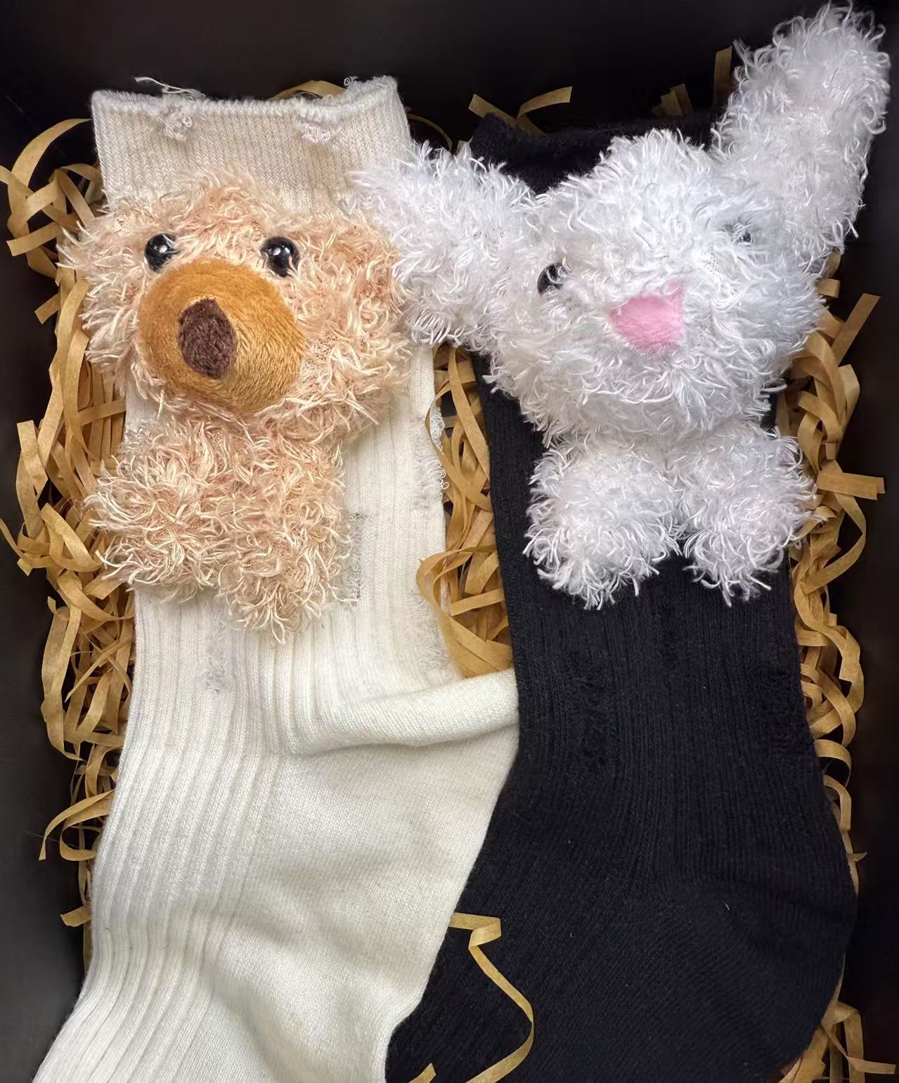 可爱小熊春夏纯色破洞粗针中筒袜短袜堆堆袜cityboy情侣袜子