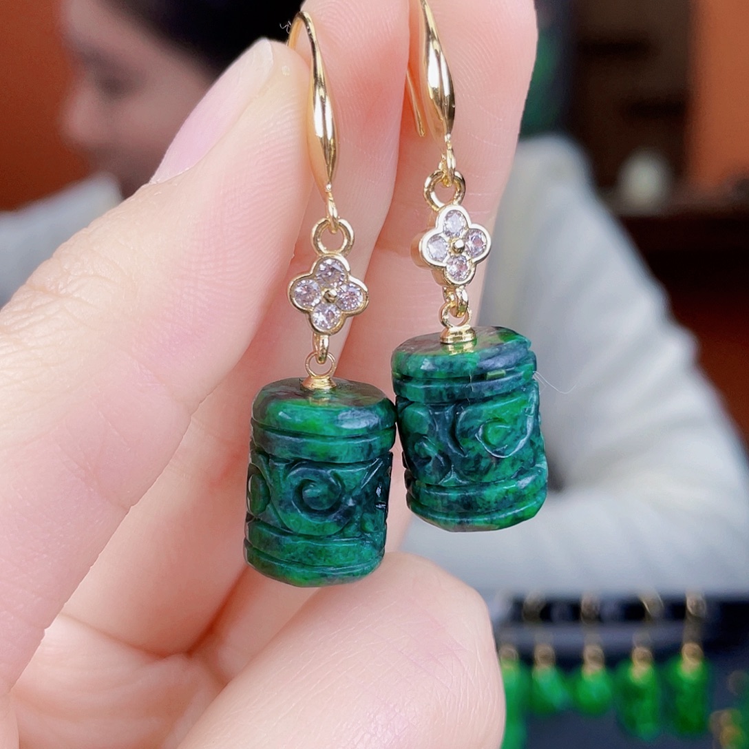 翡翠未镶嵌耳饰饰品