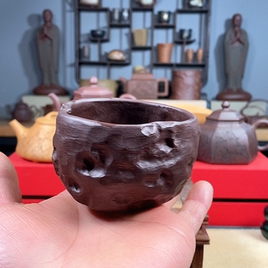 紫砂茶杯全手工太湖石紫砂主人杯