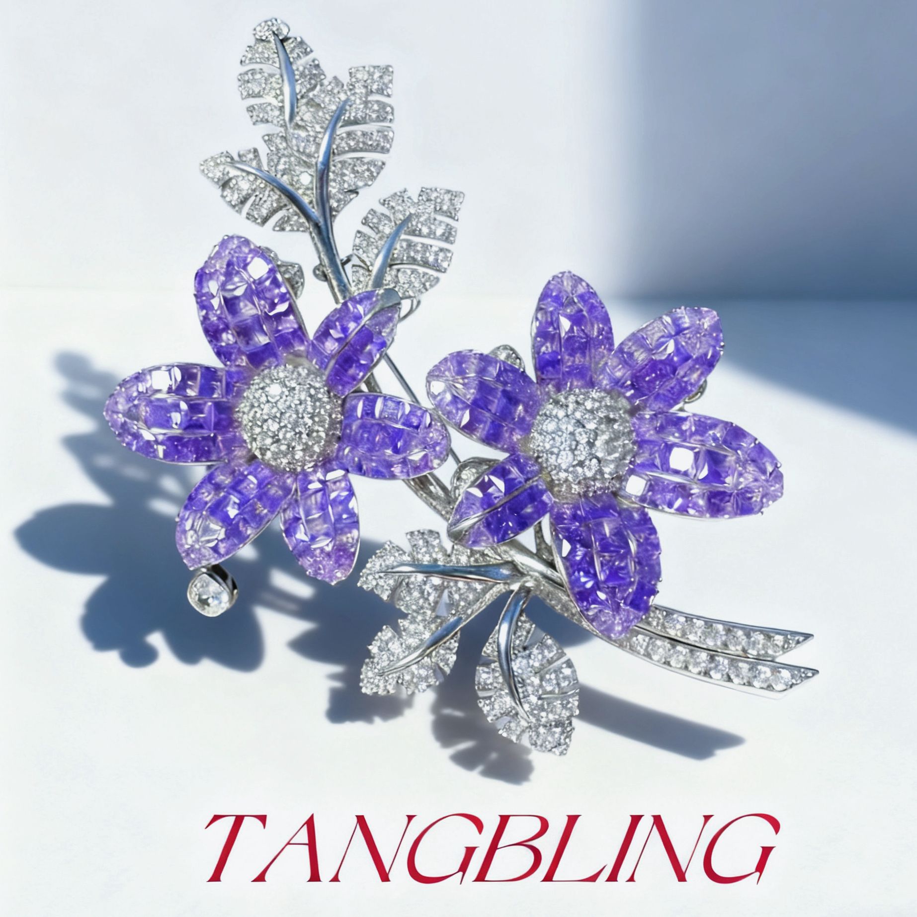 铜合金胸针 高定无边镶 紫兰花 胸针奢华重工优雅