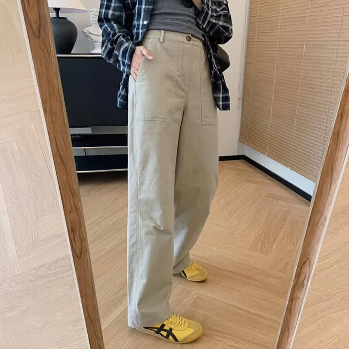 春季新款休闲直筒长裤女2025年大码女装显瘦百搭高腰时尚西装裤夏