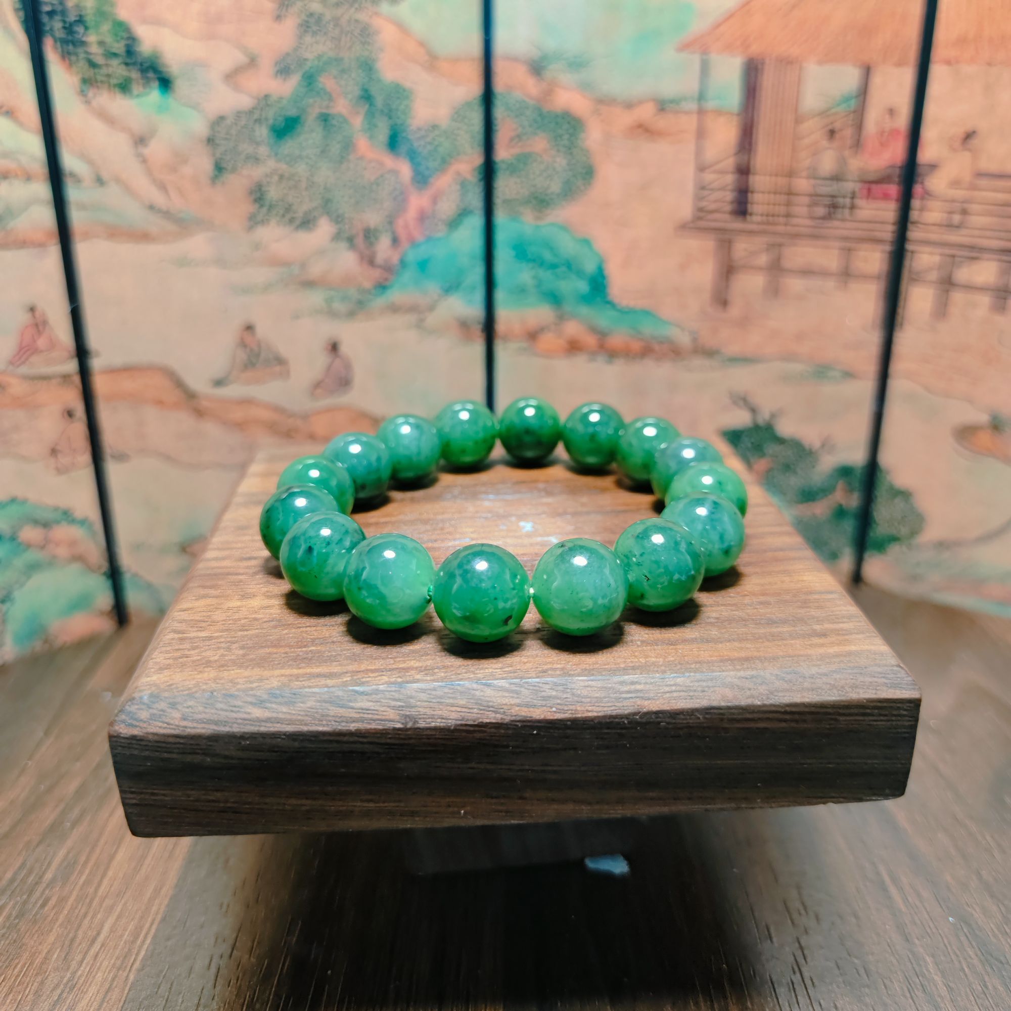 K和田玉碧玉圆珠手串（卡12）2350