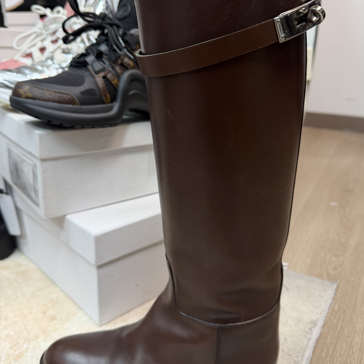 99新 Hermes/爱马仕 爱马仕kelly扣长筒靴