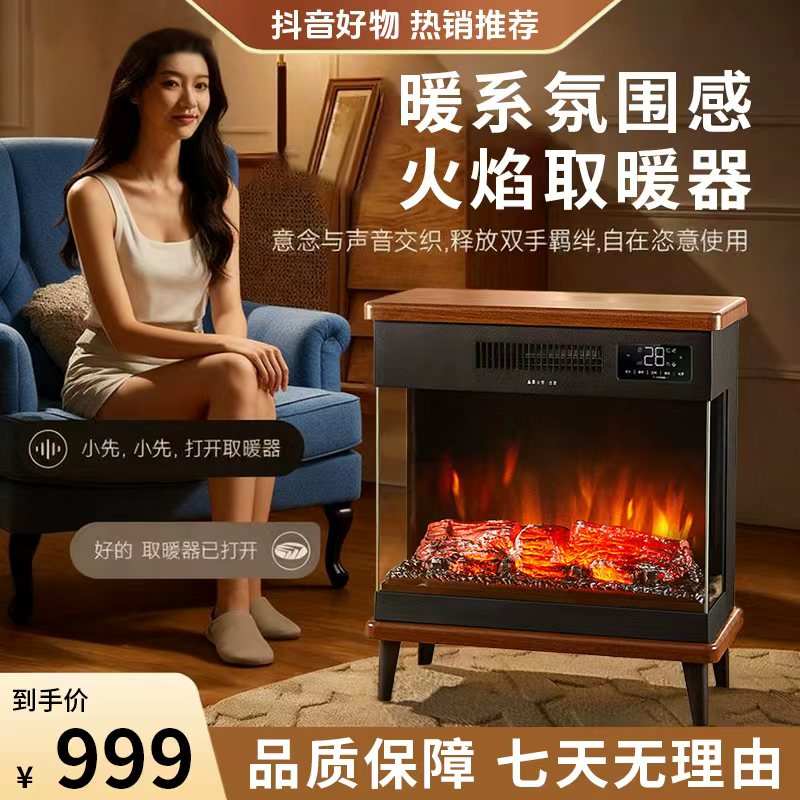 取暖器家用石墨烯暖风机电暖器仿真火焰壁炉