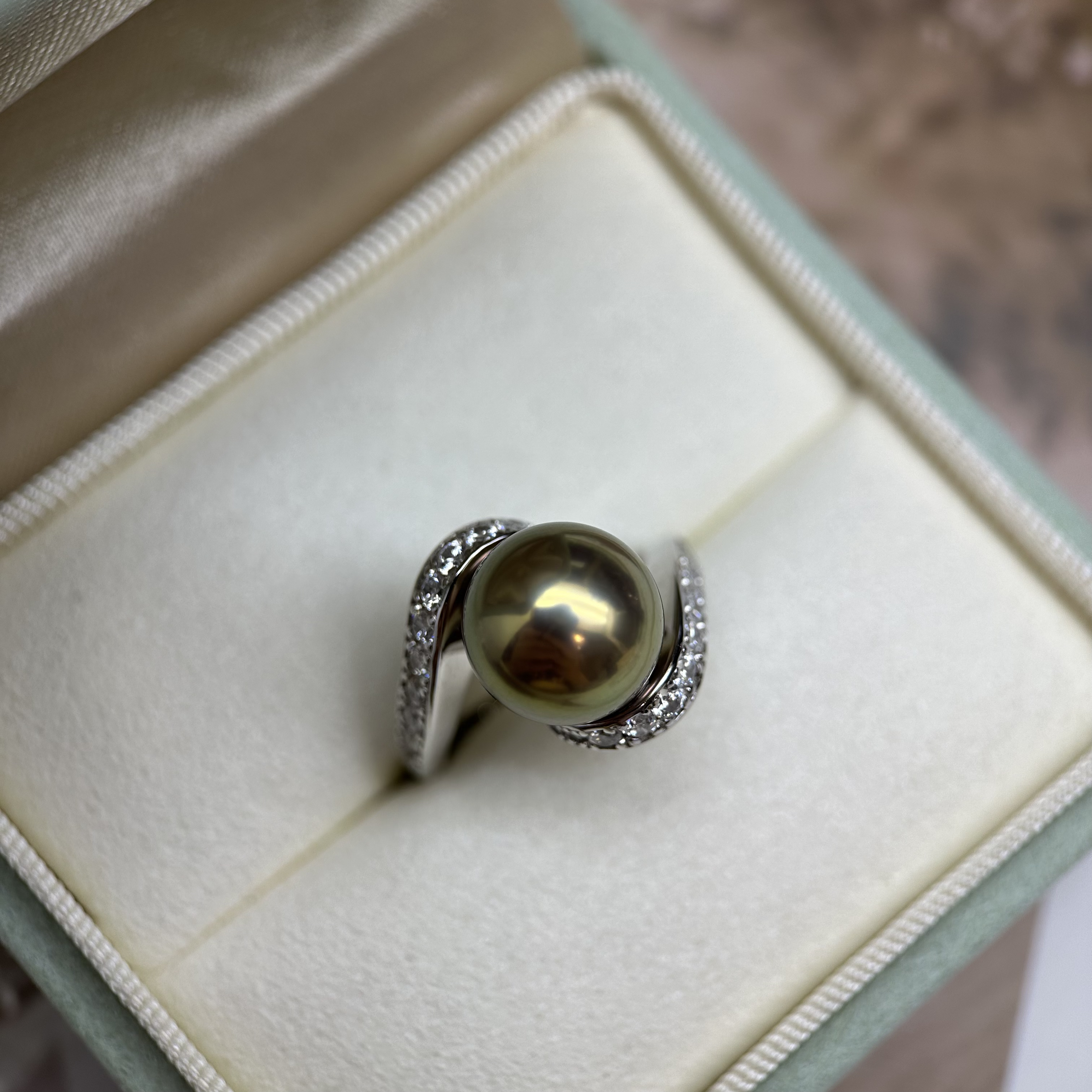 淡水珍珠戒指 正圆彩色 金属光金属色 珠光超绝