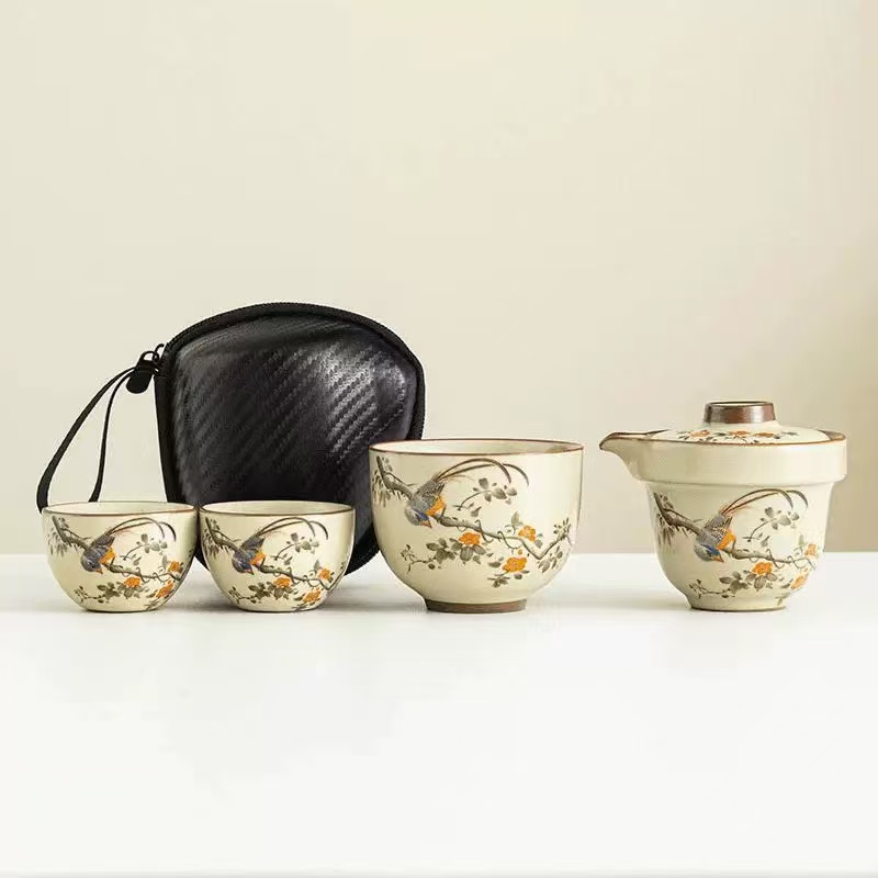 「云栖茶具」喜上眉旅行快客套组一壶三杯带便携包G1291