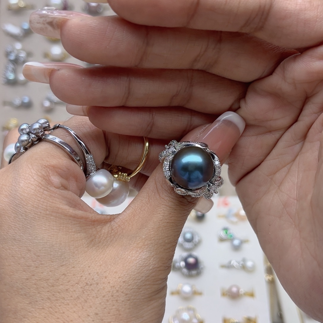 (***声淡水珍珠合金戒指