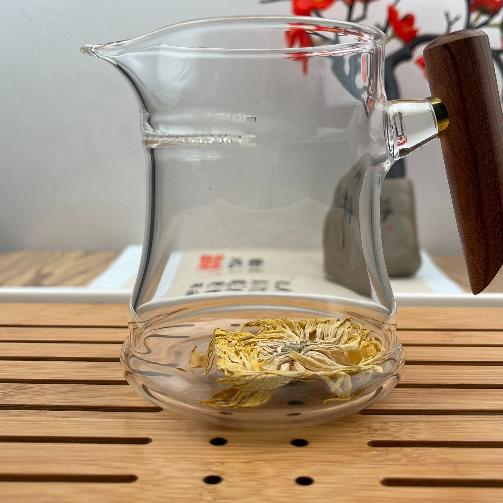 月牙公道杯茶水分离耐热防爆木把绿茶杯大容量加厚家用煮茶多功能