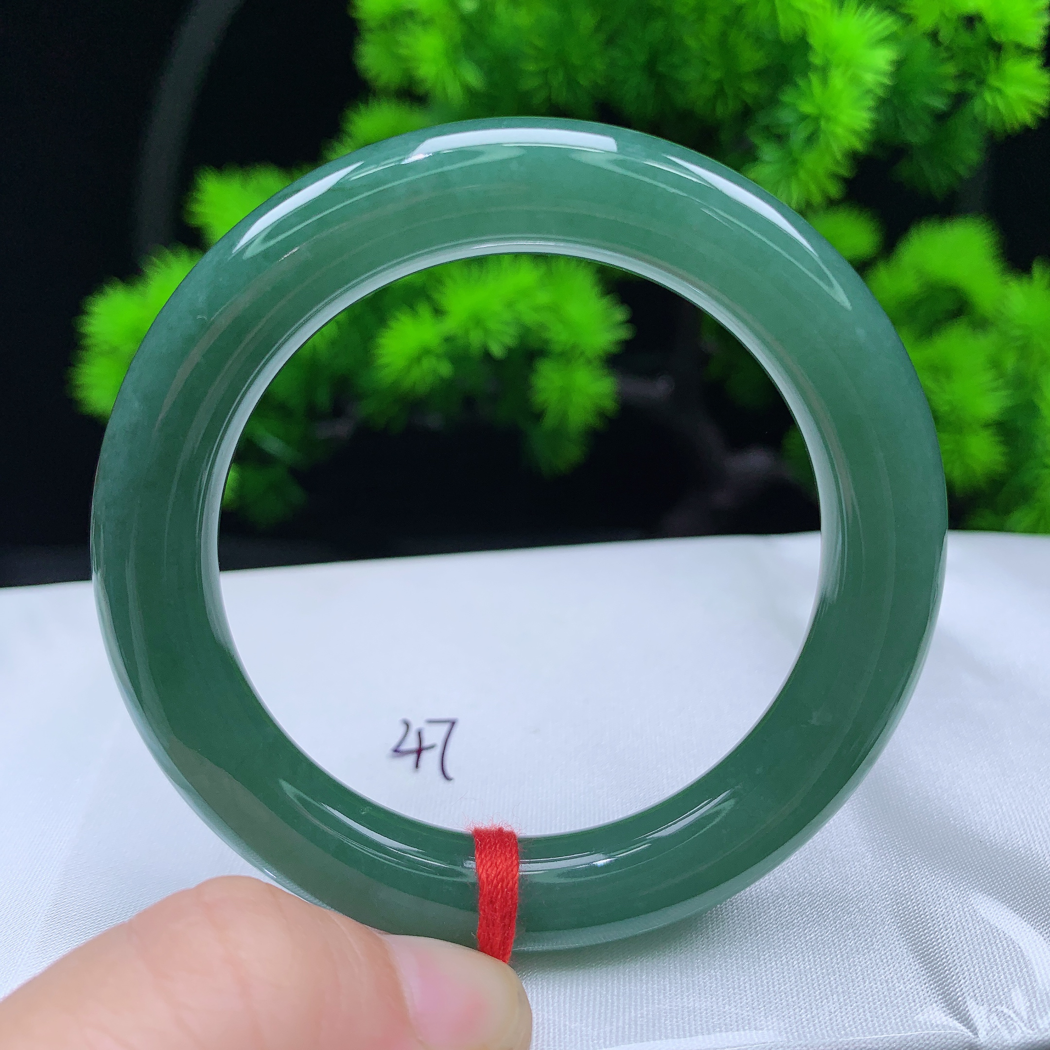 编号463缅甸纯天然翡翠A货手镯圆条47