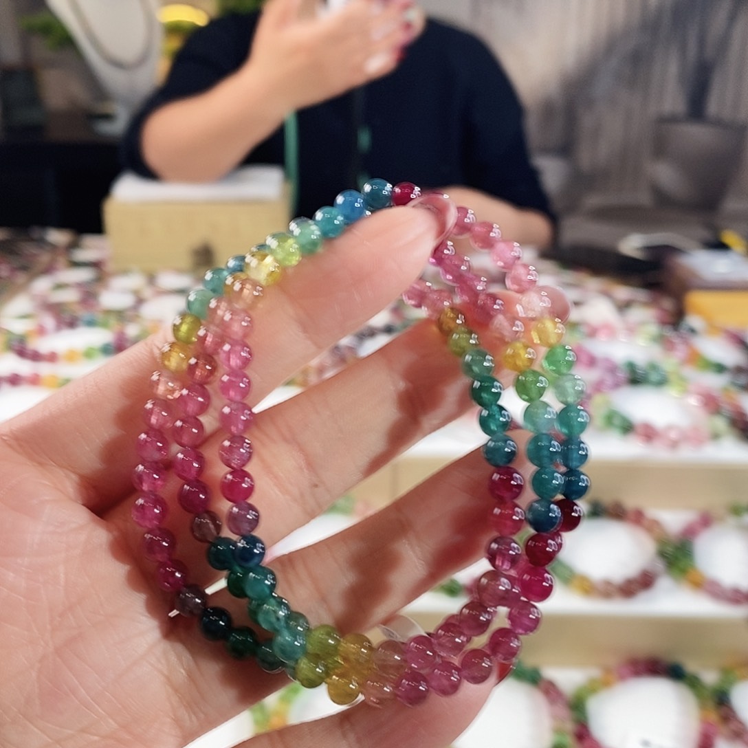 碧玺手串未镶嵌G2353三圈颜色微差