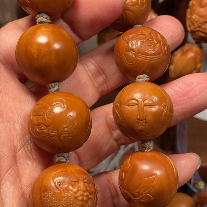 橄榄核手串/手链啦****啦橄榄核雕刻2.2薄意罗汉，
