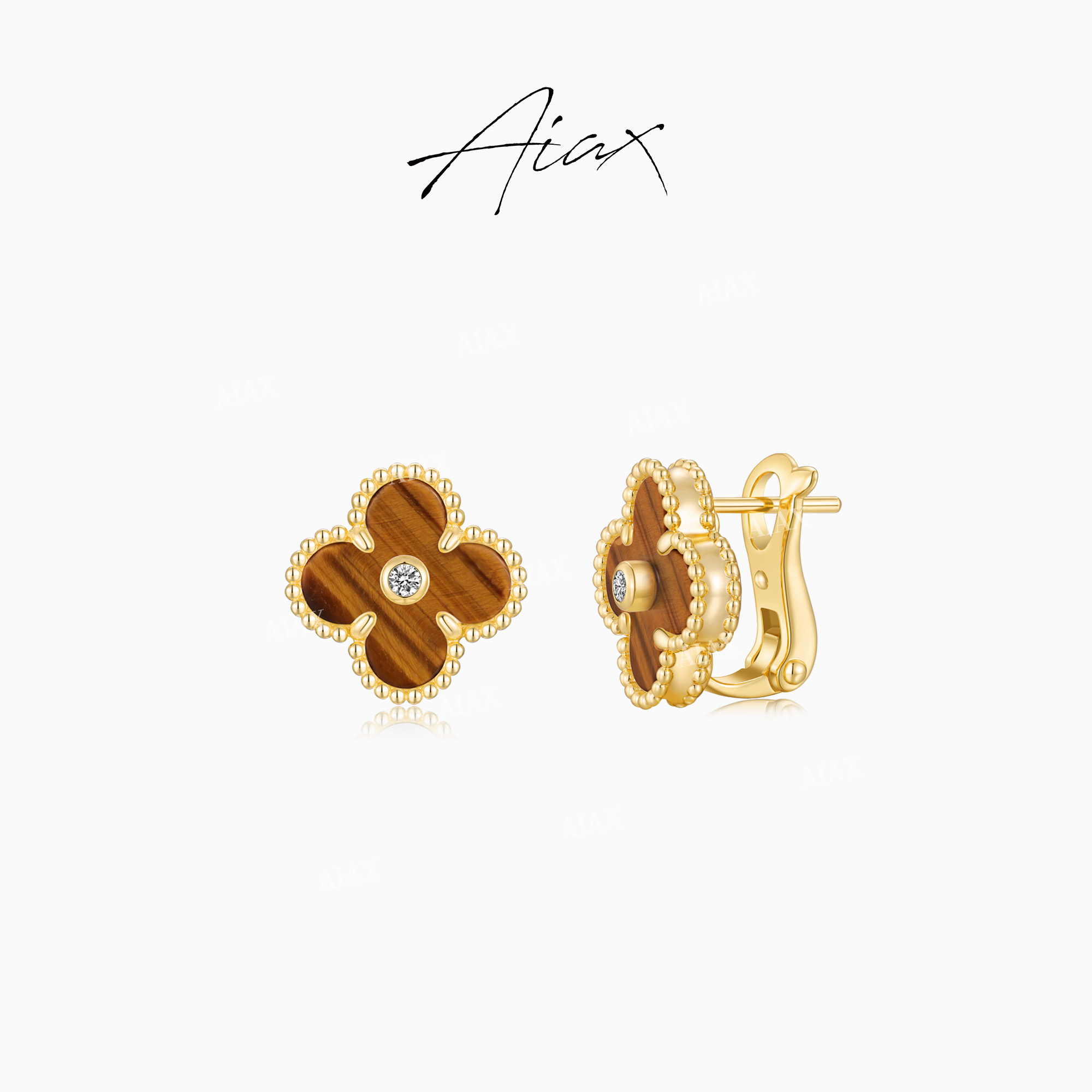 AIAX   镀K金【2025春节】轻奢气质时尚百搭四叶耳环TSL2699