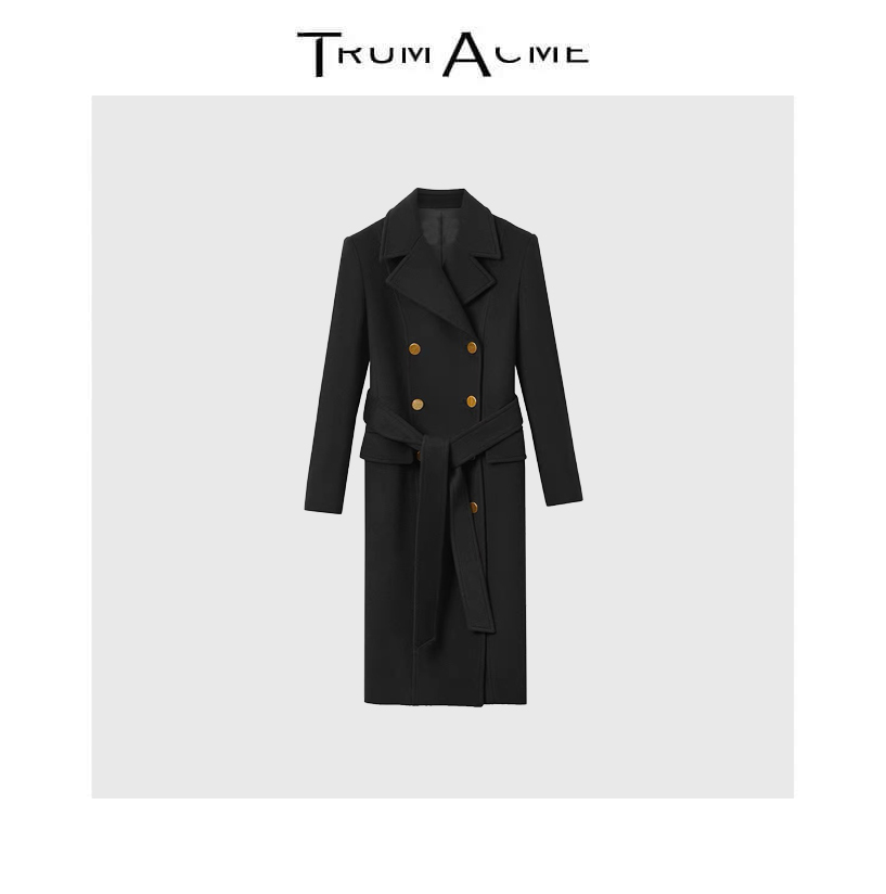 TrumAcme~【曼哈顿大道】老钱风复古法式毛呢外套绑带时尚百搭大衣