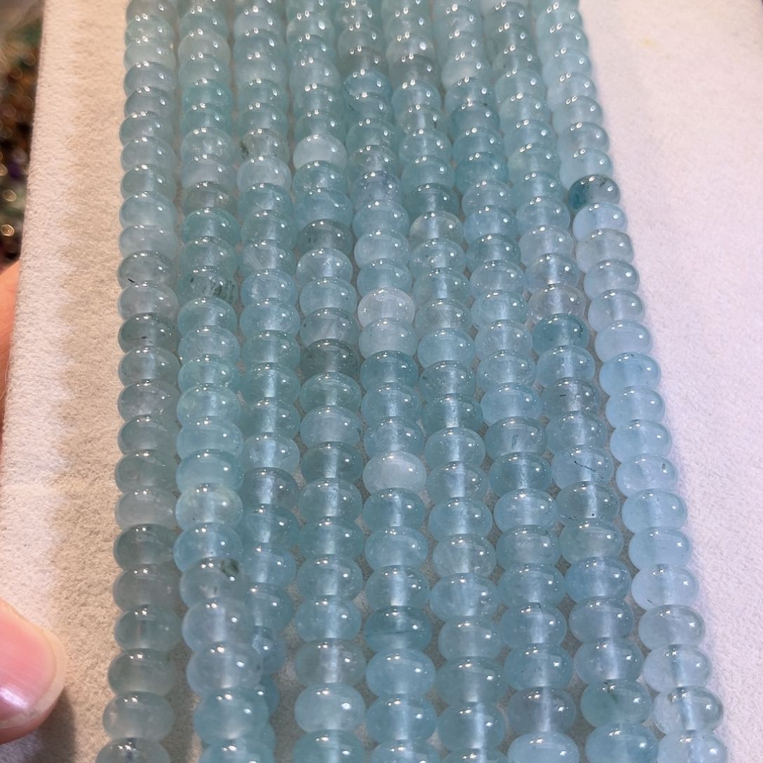 玛瑙/玉髓合金珠宝半成品海蓝宝算盘一条8mm
