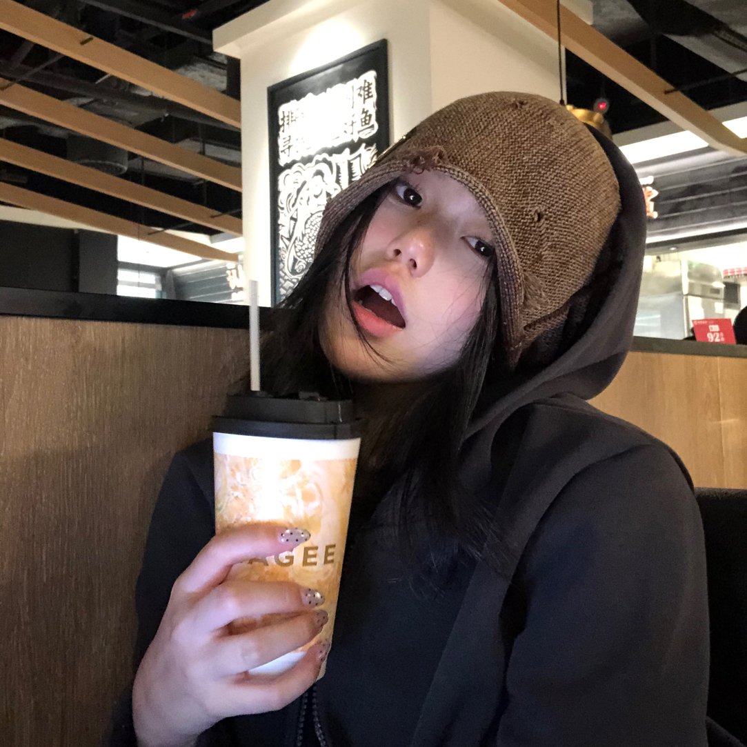 日系复古黑色亚麻包头帽女新款冷帽百搭显脸小堆堆帽ins风