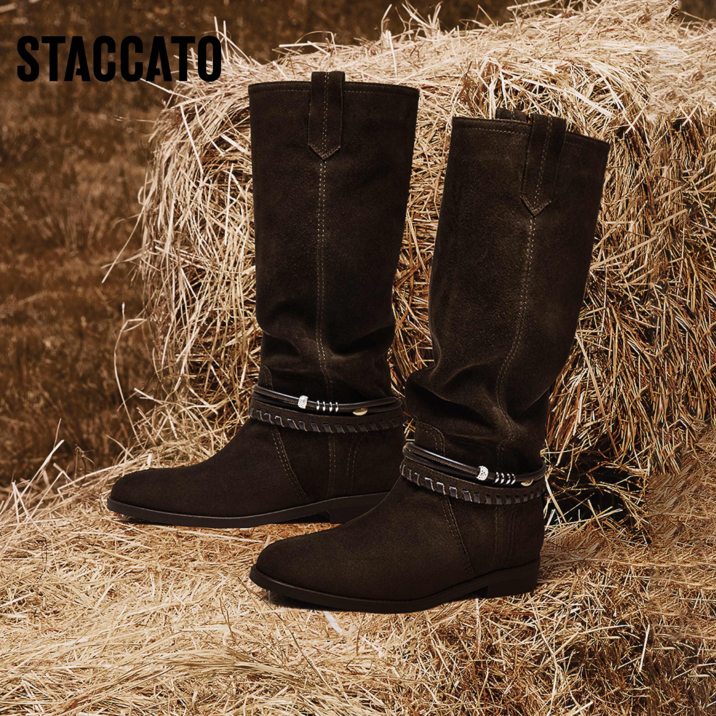 【yoki专属】思加图2025冬季新流浪牧歌西部靴长筒靴高筒靴EIL02DG5