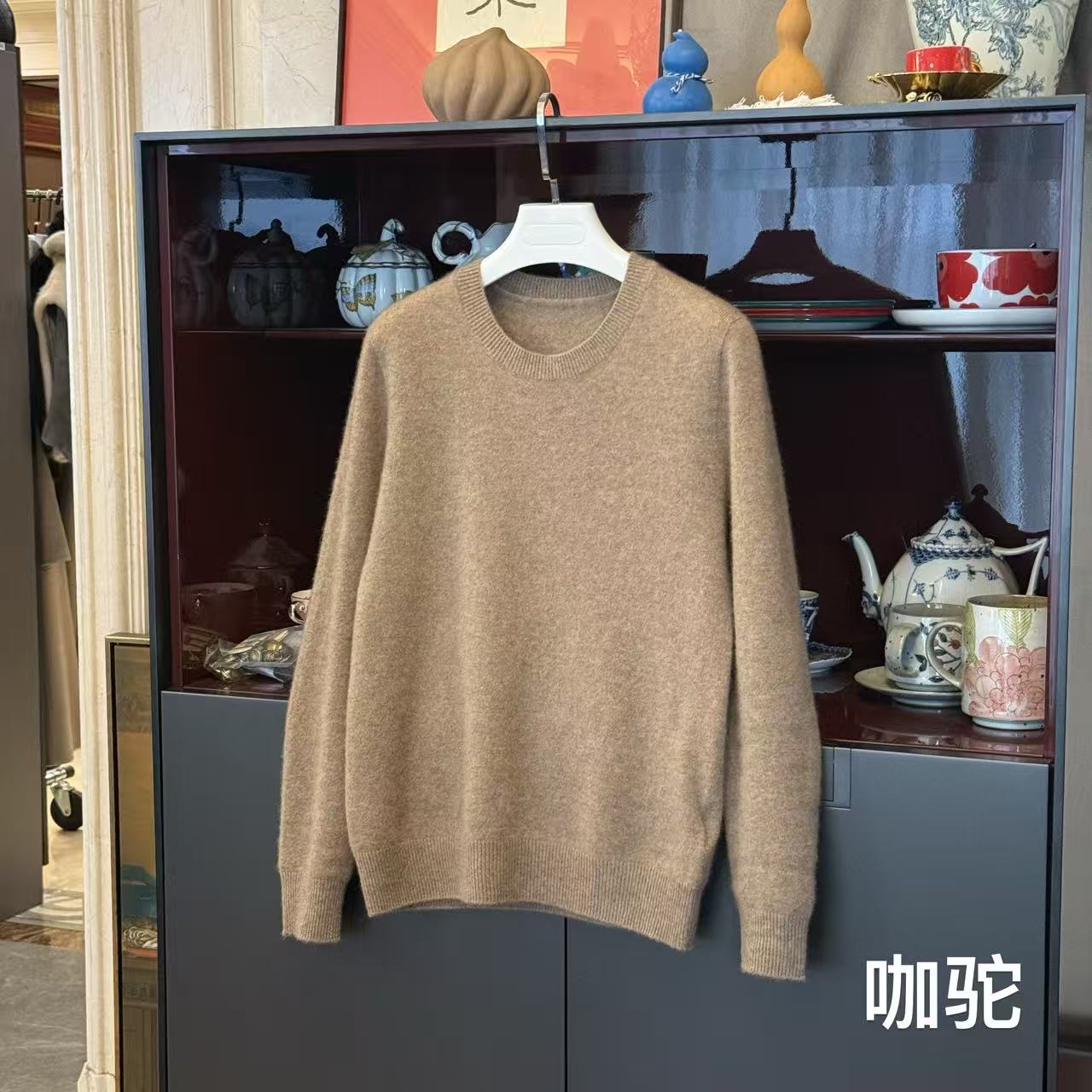 MYL  2023秋冬新品圆领山羊绒针织衫长袖休闲纯色打底上衣