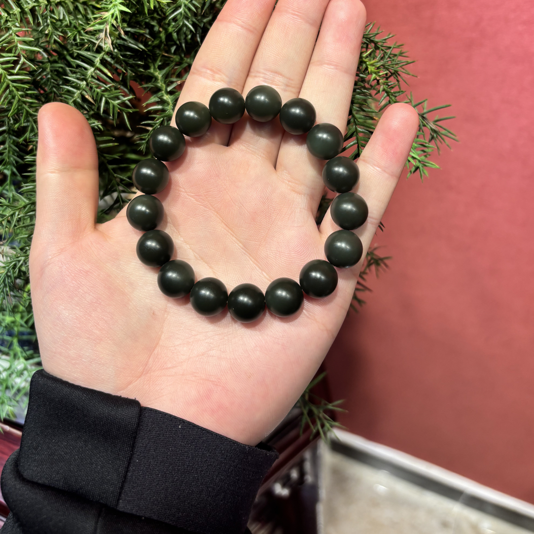 和田玉沙枣青手串卡12