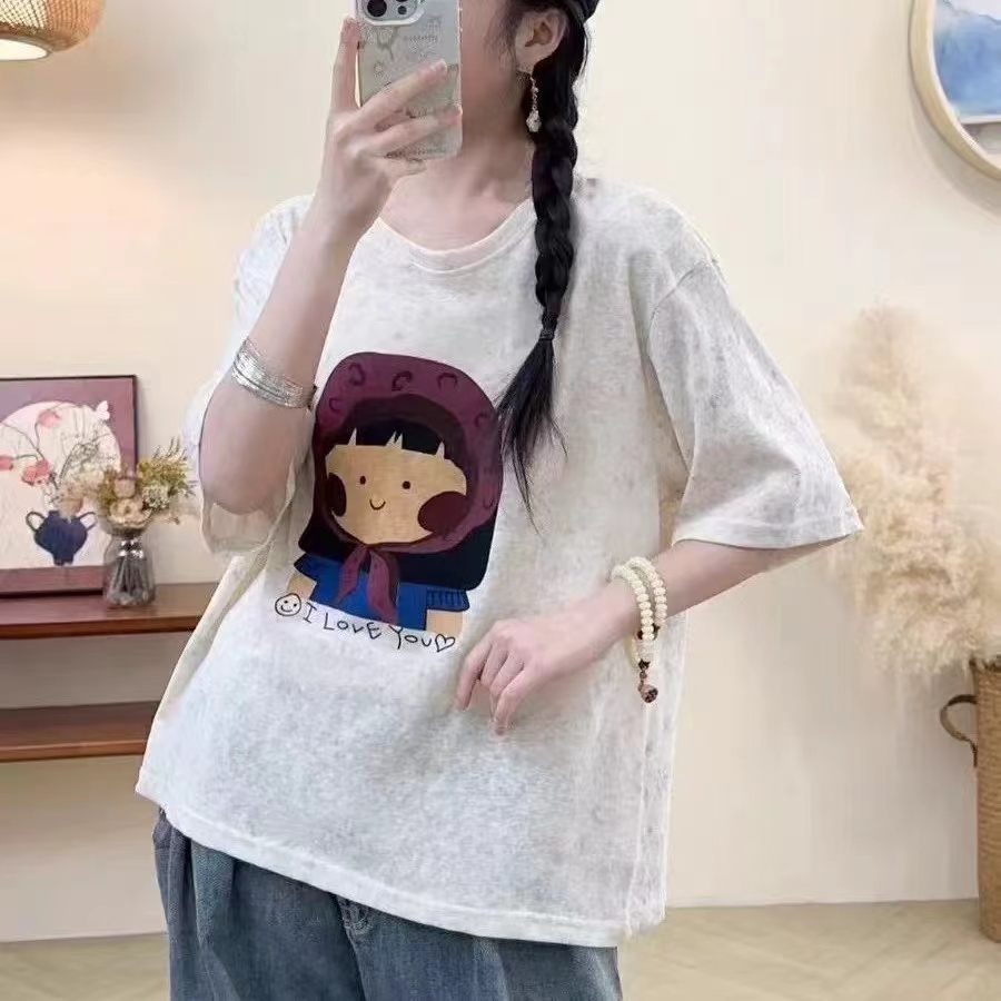 新款夏季印花短袖宽松T恤时尚百搭上衣B71126