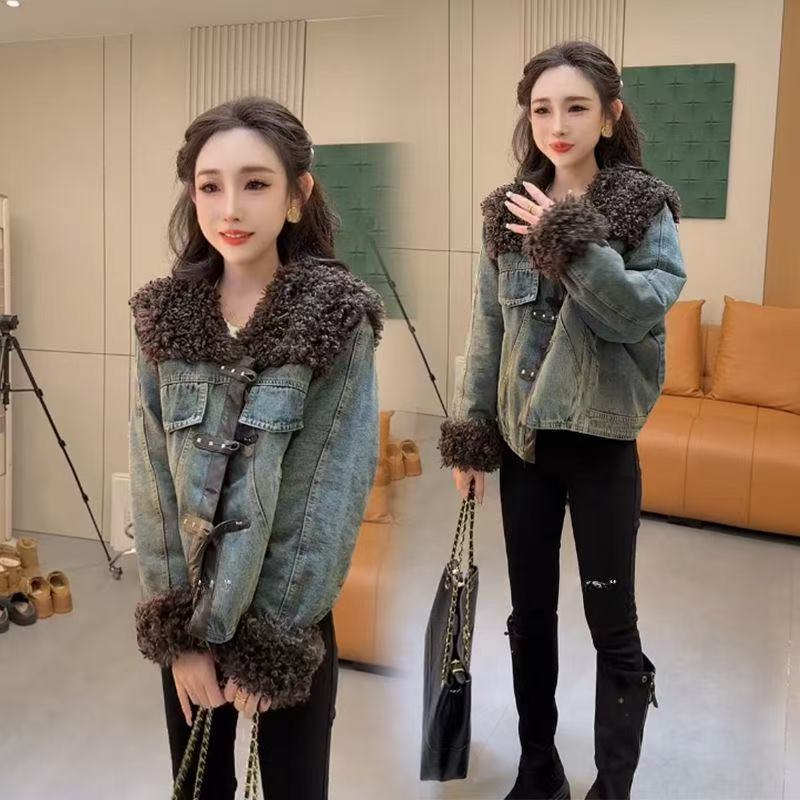 牛仔外套女2025秋冬季新款欧货时尚洋气百搭宽松短款加棉保暖上衣
