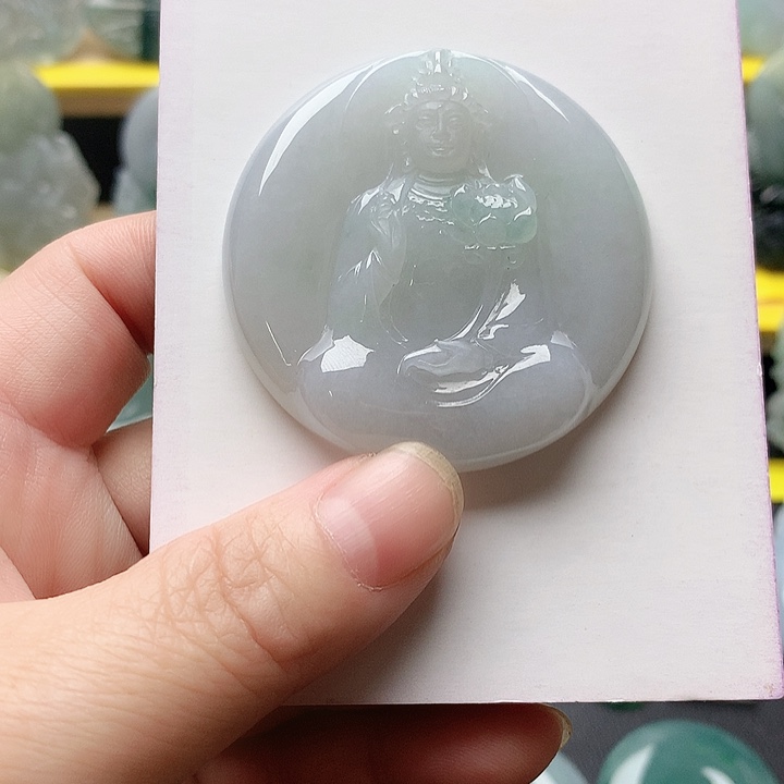翡翠未镶嵌吊坠(不含链)莲花观音