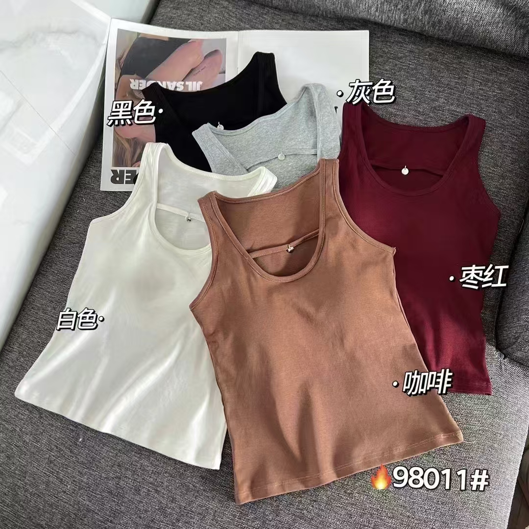 新款保暖吊带背心辣妹纯欲风前胸系带柔软透气小贴牌设计