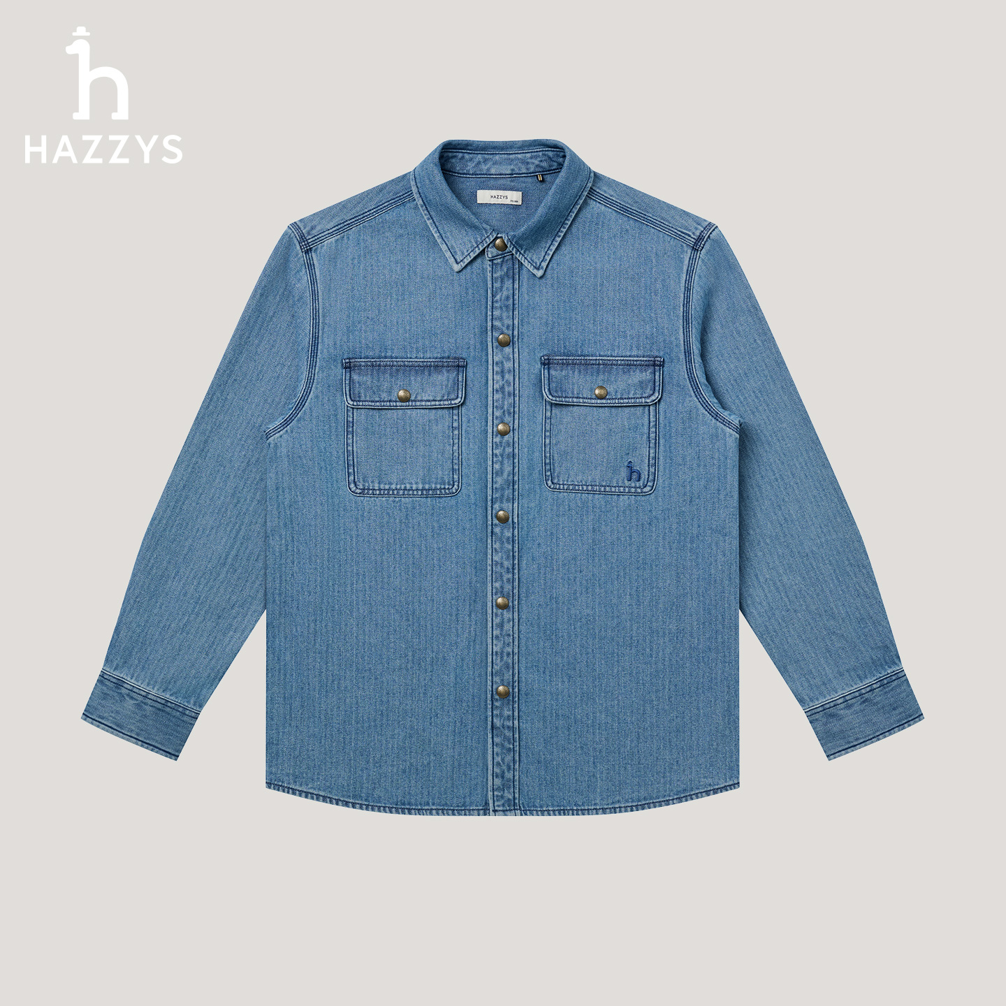 【商场同款】HAZZYS哈吉斯秋季男士休闲牛仔衬衫百搭潮流衬衣外套