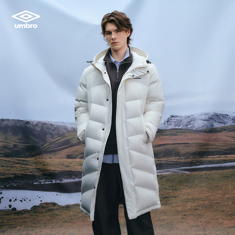 umbro茵宝羽绒服连帽中长款男女同款冬季户外过膝U2323451027D