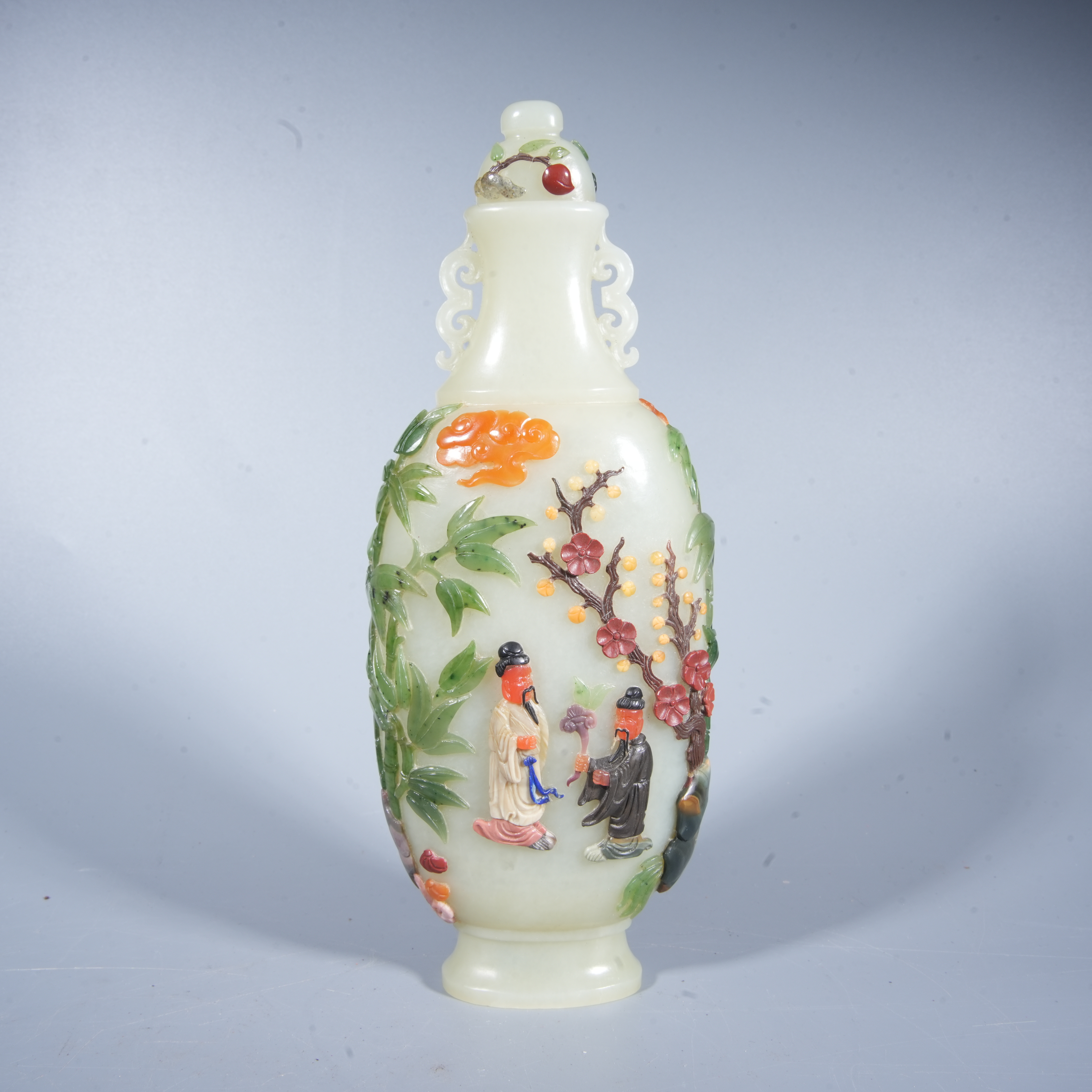 Tgz13 清代和田玉嵌百宝瓶摆件