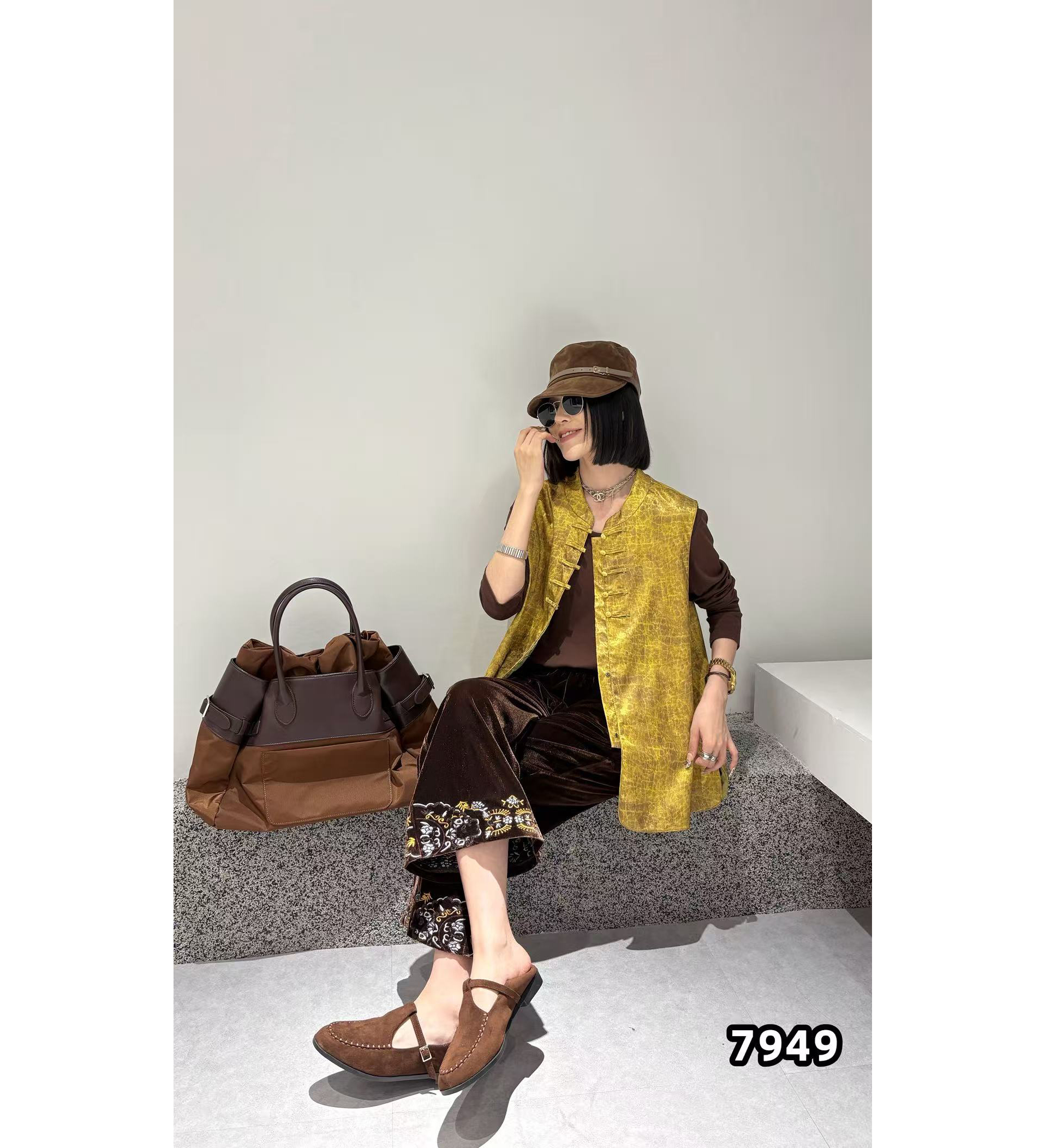 金润秋季新款女装休闲时尚气质女士国风马甲外套7949