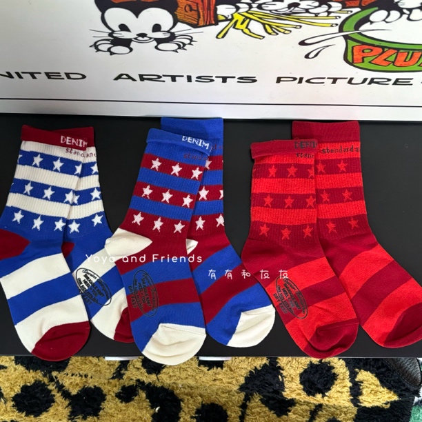 有有家·儿童高品质秋季新品日系百搭潮酷洋气星星撞色条纹高筒袜